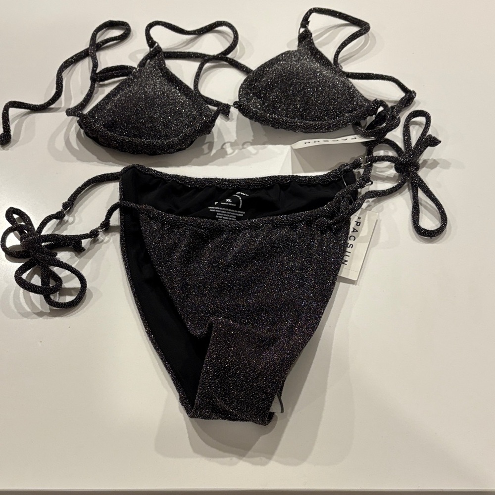 PacSun Black and Silver Bikini Set